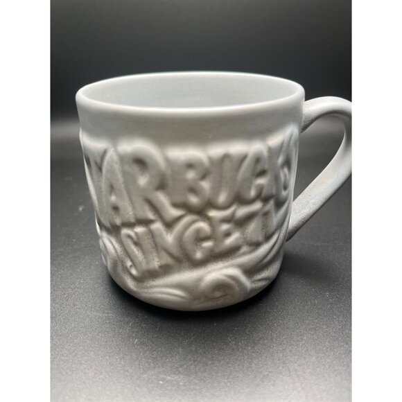 Starbucks 2016 12 Fl Oz Ceramic Embossed Mug Gray Mermaid Collectible - Picture 1 of 3